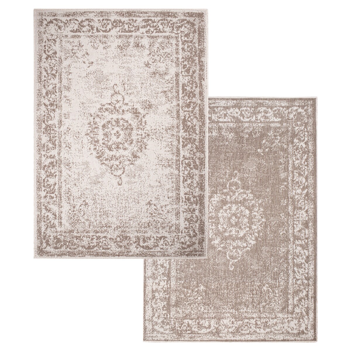 Funkcjonalny dywan na zewnątrz i do wnętrz, dwustronny DUO 55770 Krem 80x150