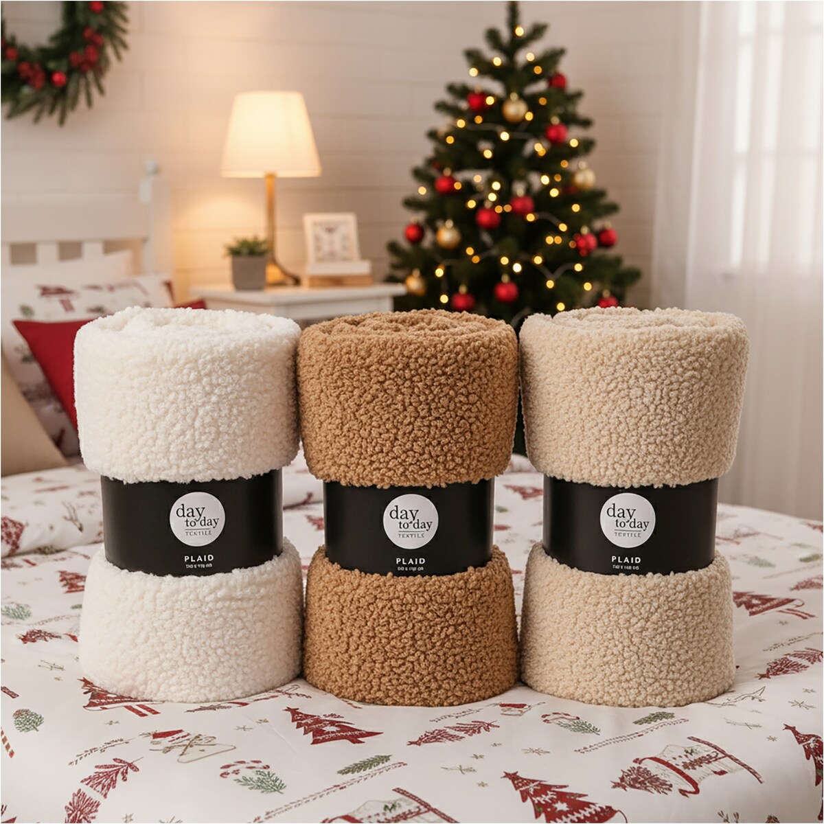 Koc Baranek Sherpa Narzuta Ciepły Jesienny 150X120 Cm Poliestrowy Do Salonu Sypialn