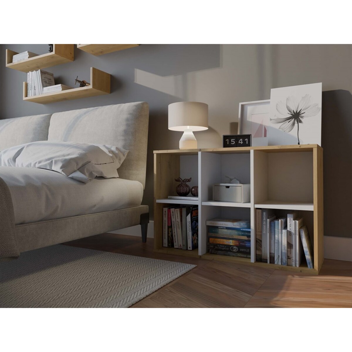 Regał Malax MINI 2X3 Dąb Artisan Biel