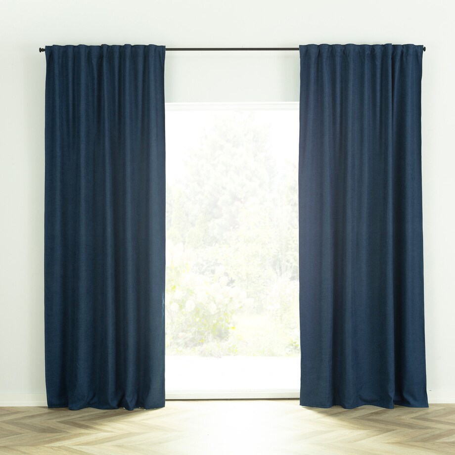 Zasłona BASIC na taśmie marszczącej 140x260 cm niebieski szenil 1 szt. 140x260