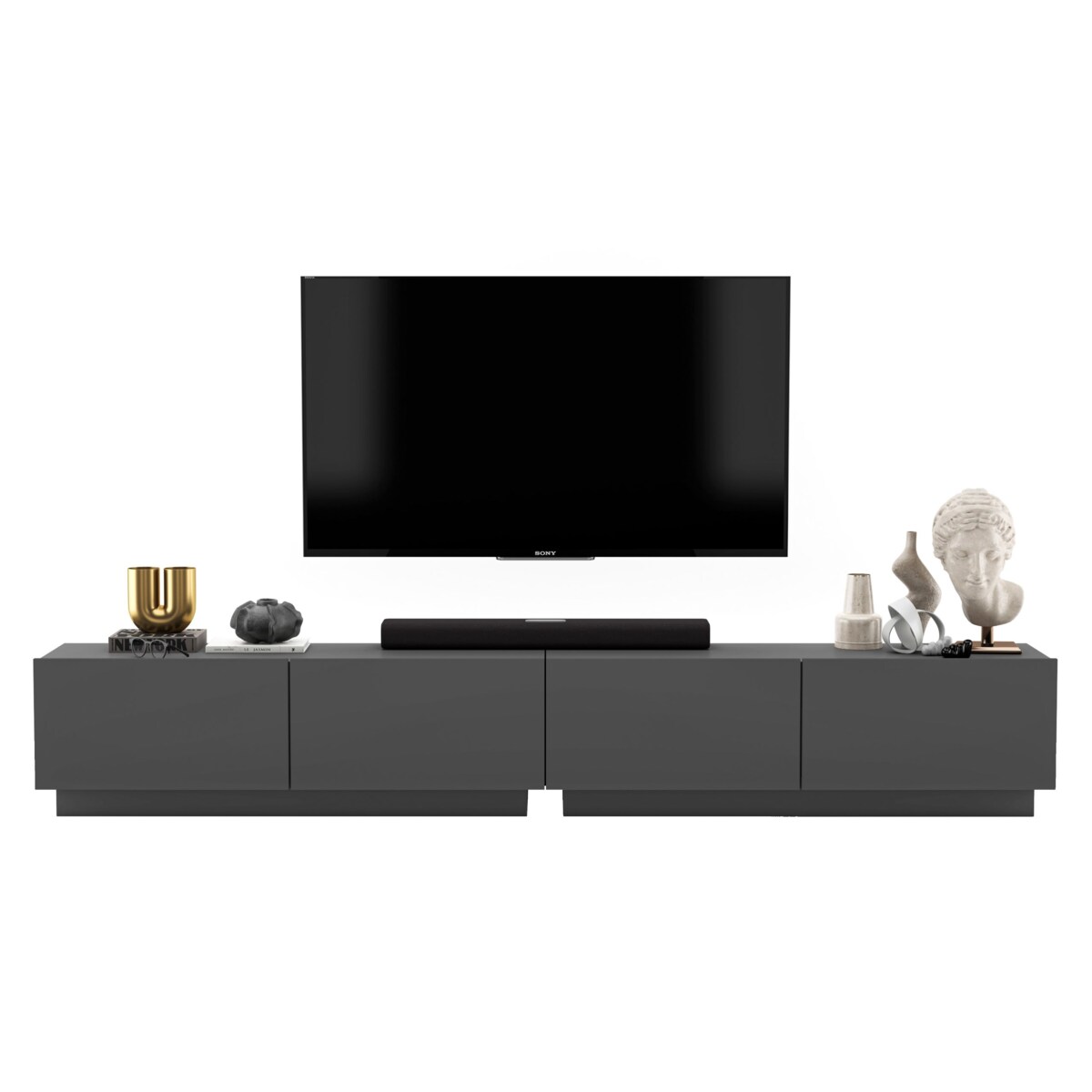 Szafka RTV Loft Stojąca / Wisząca Komoda RTV Grafit MAT 240 cm