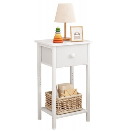 Stolik nocny komoda szafka z szufladą półką biały do sypialni salonu 38 cm