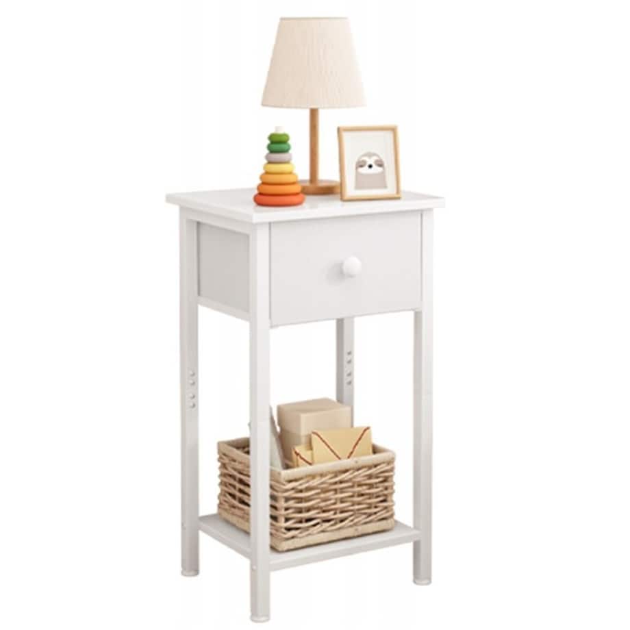 Stolik nocny komoda szafka z szufladą półką biały do sypialni salonu 38 cm
