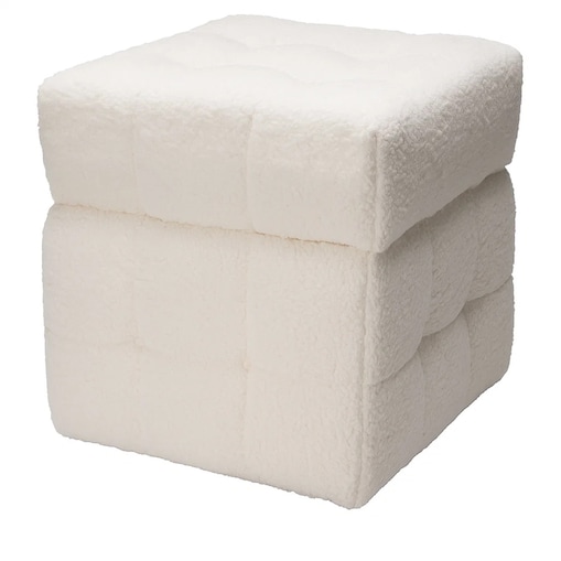 Pufa ze schowkiem kostka SQUARE, tapicerka baranek, 38 x 38 x 37 cm