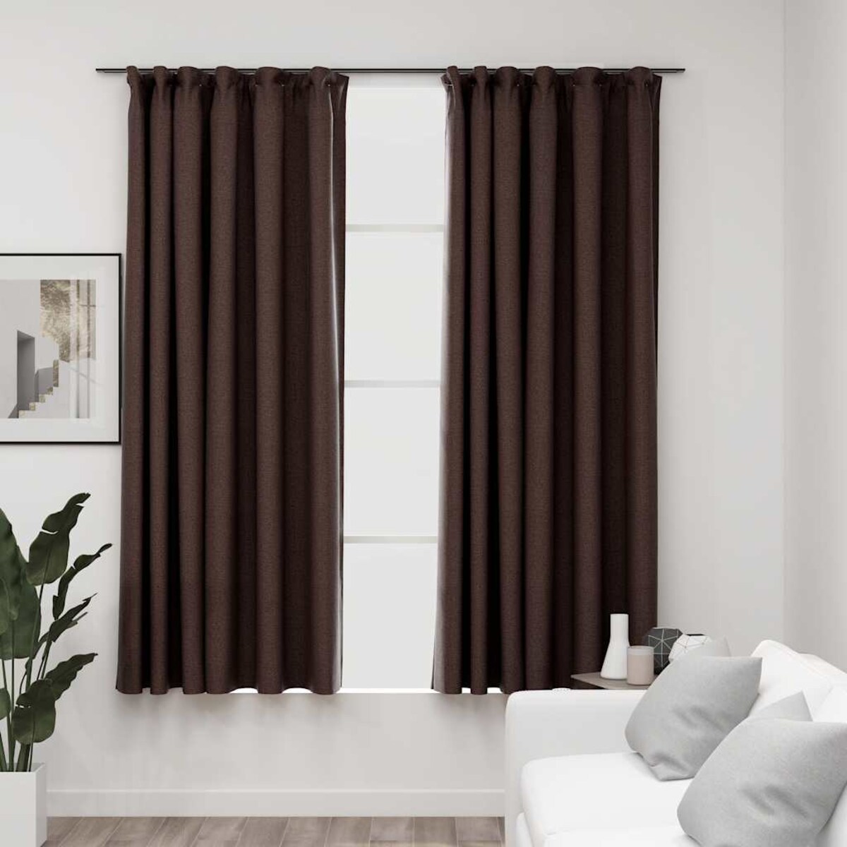 vidaXL Zasłony stylizowane na lniane, 2 szt., taupe, 140x175 cm
