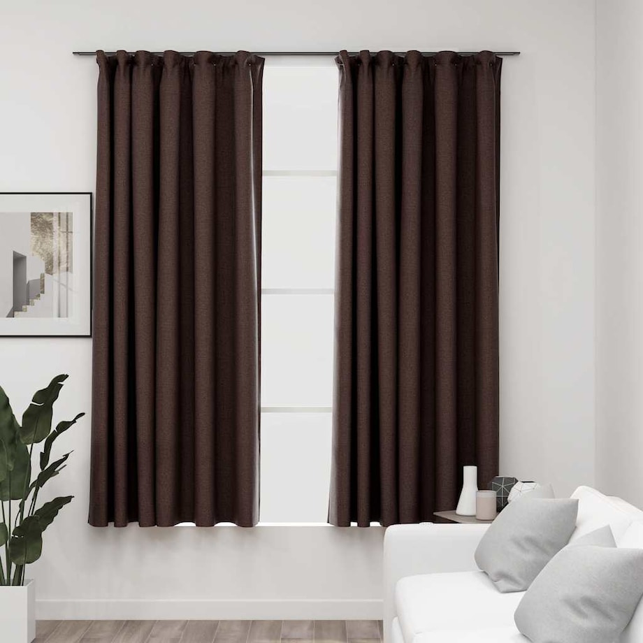 vidaXL Zasłony stylizowane na lniane, 2 szt., taupe, 140x175 cm