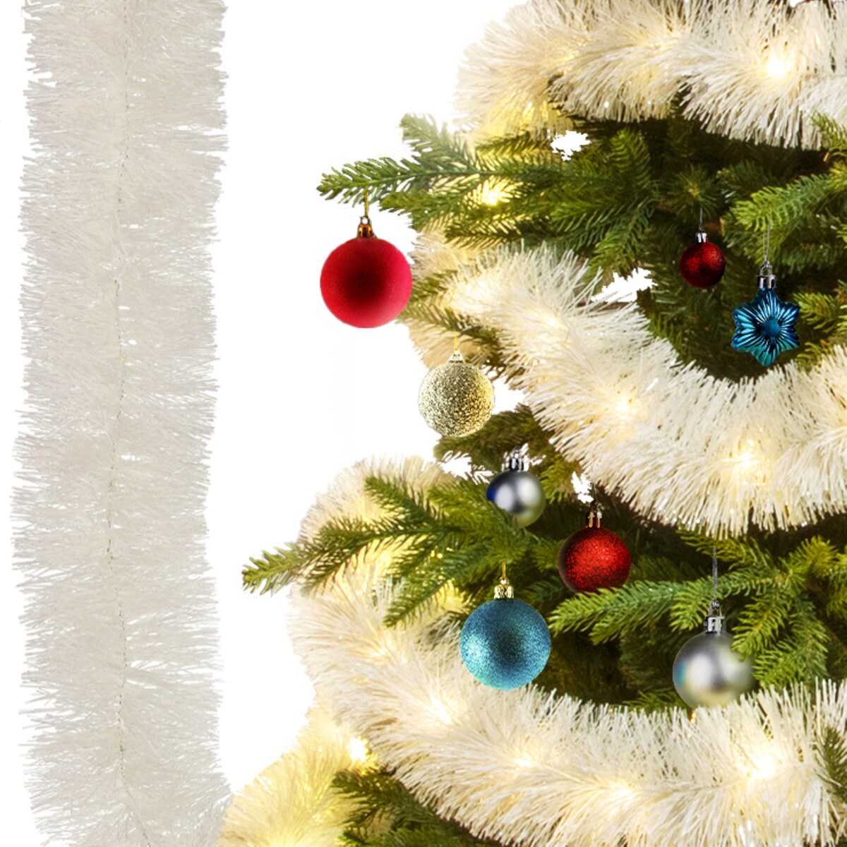 Łańcuch Led Choinkowy Biały Na Baterie Świąteczny Na Choinkę 6 Metrów