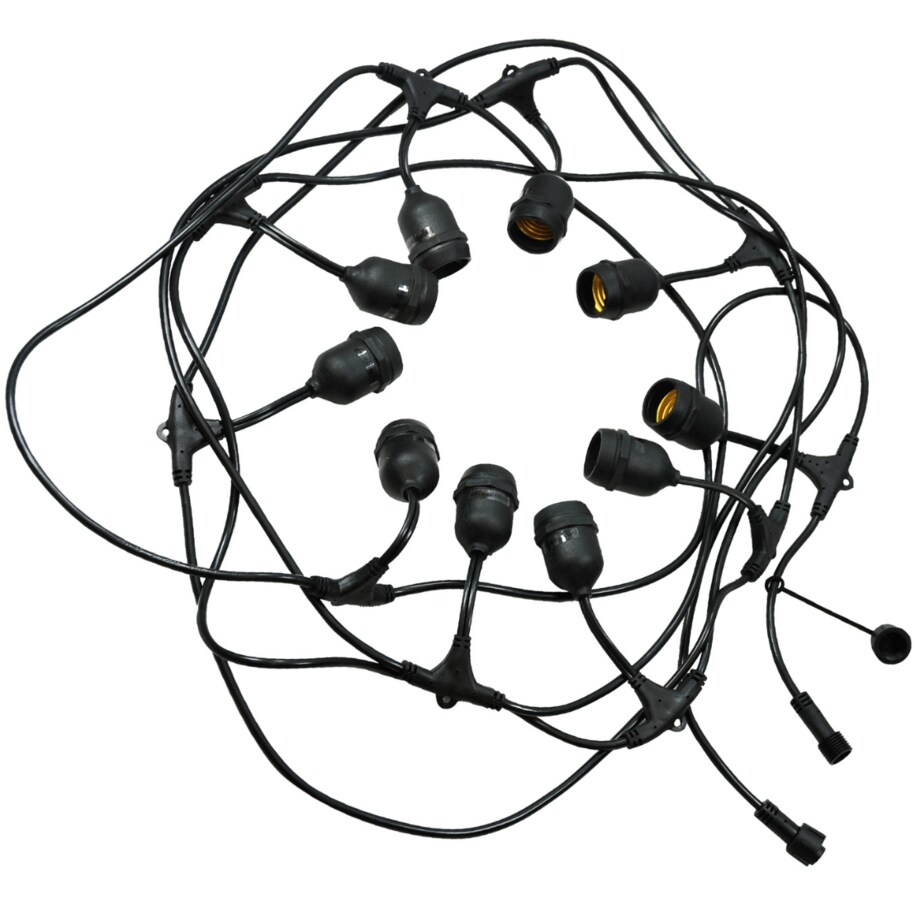 Sznur dekoracjny przewód z oprawkami E27 10szt 6m czarny