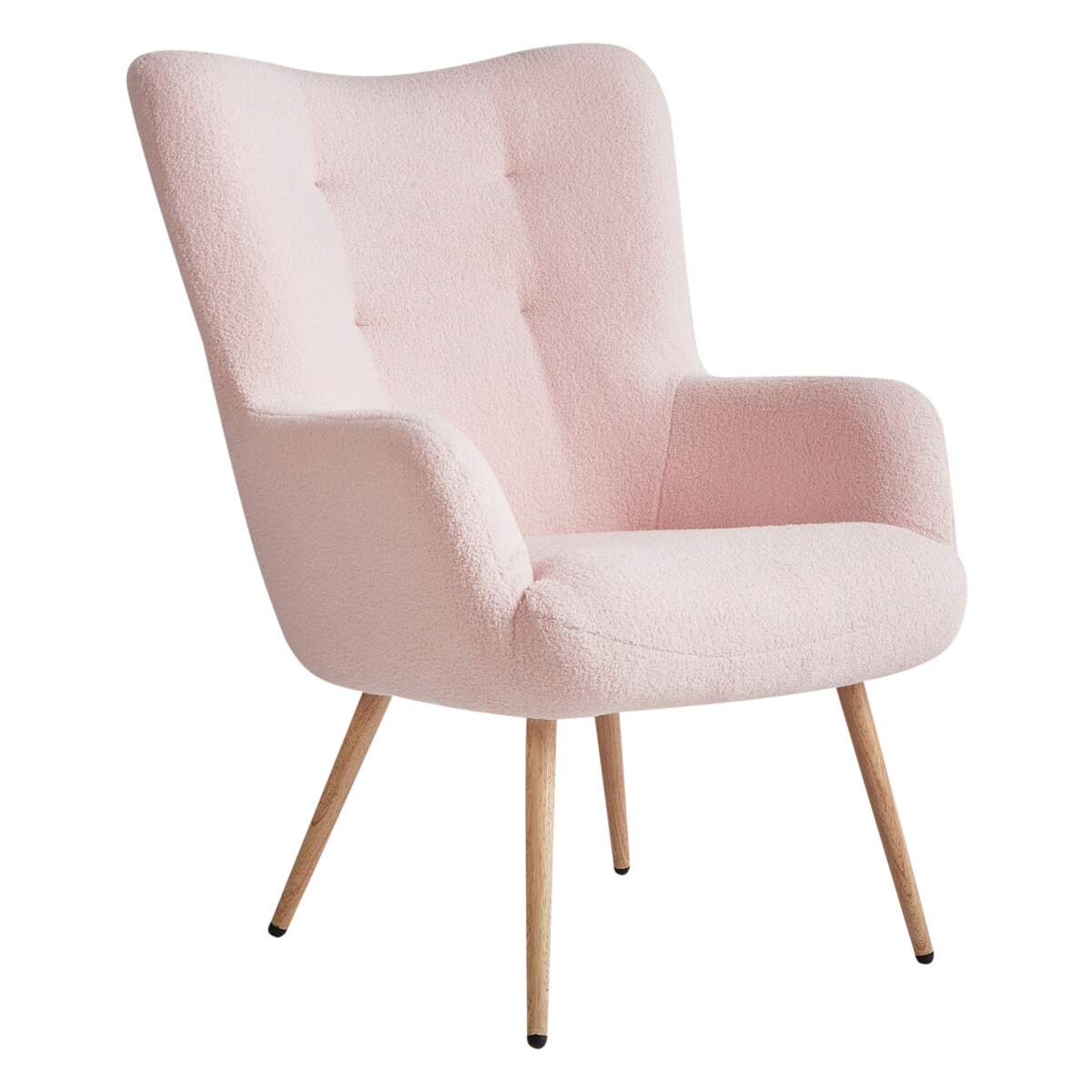 Fotel uszak VEJLE Z podnóżkiem Boucle Pastelowy róż
