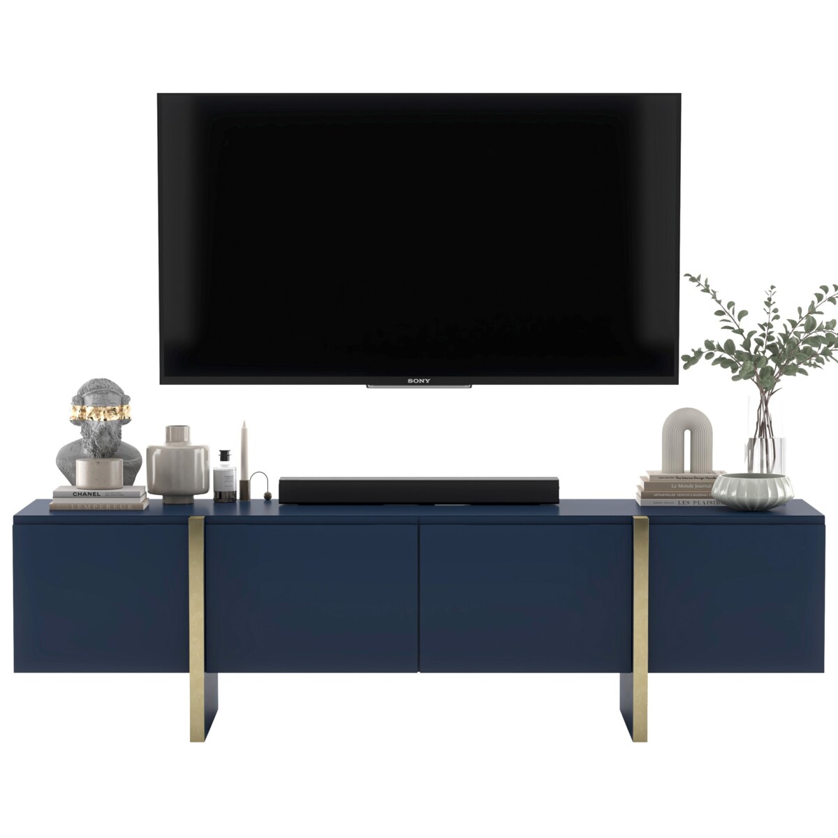 Szafka RTV Kenzo Nowoczesna Komoda RTV Glamour Granatowy Mat 180 cm