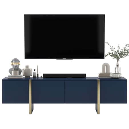 Szafka RTV Kenzo Nowoczesna Komoda RTV Glamour Granatowy Mat 180 cm