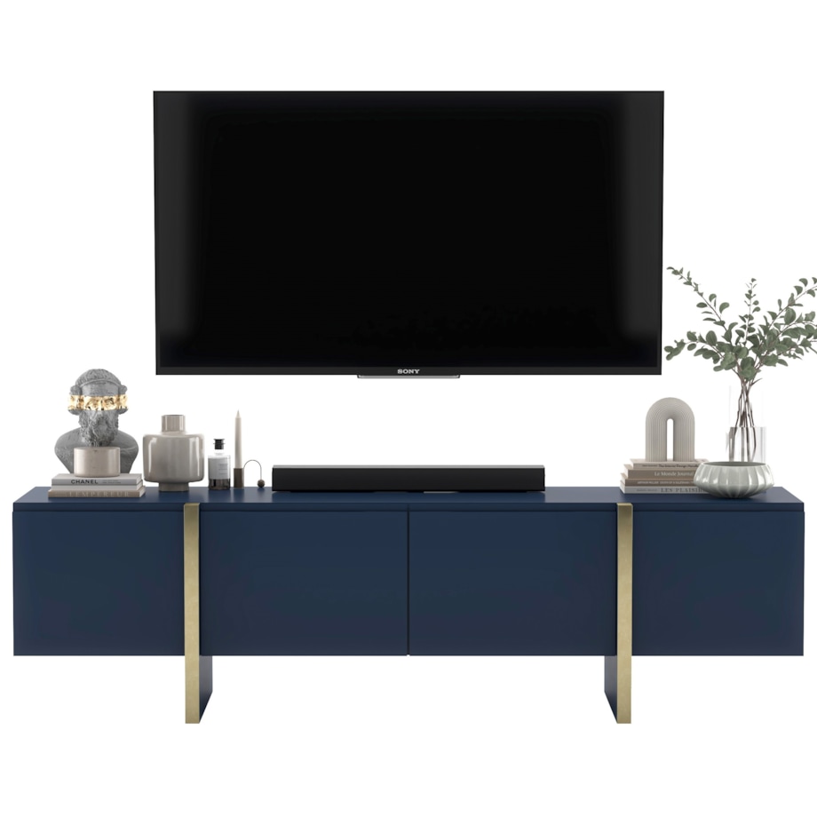 Szafka RTV Kenzo Nowoczesna Komoda RTV Glamour Granatowy Mat 180 cm