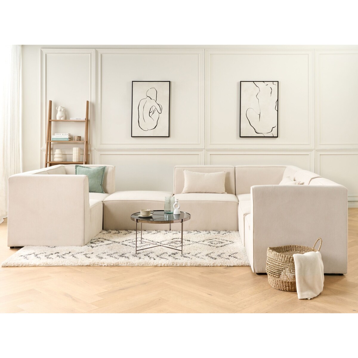 Moduł narożny sztruksowy beżowy LEMVIG