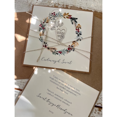 Wyjątkowa ręcznie robiona kartka świąteczna na Boże Narodzenie