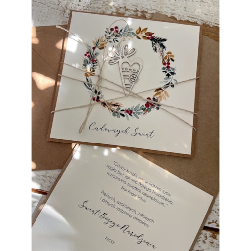 Wyjątkowa ręcznie robiona kartka świąteczna na Boże Narodzenie