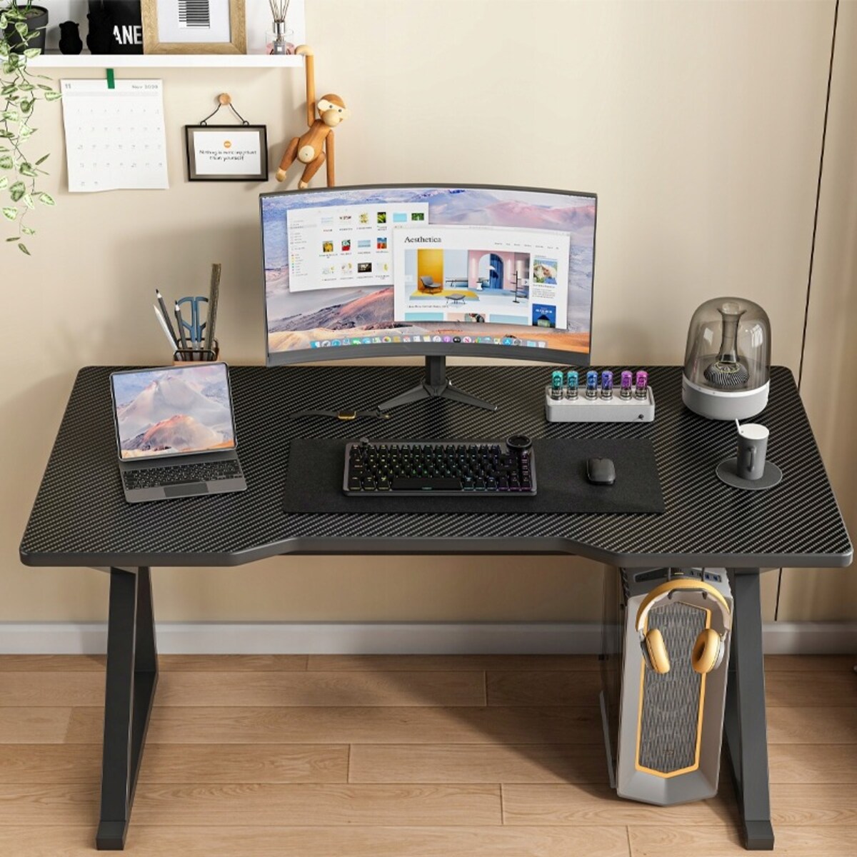 Biurko Gamingowe Stół Dla Gracza Nowoczesne Komputerowe Czarne Loft 120 Cm