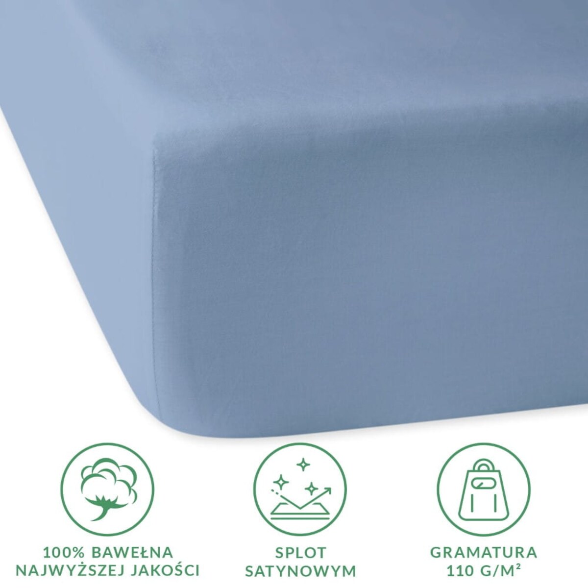 Prześcieradło satynowe z gumką 160x200 kolor Niebieski