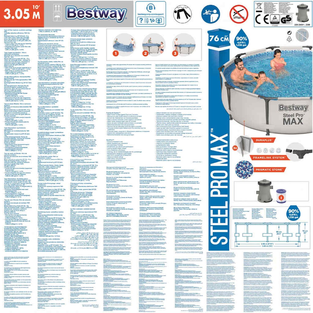 Bestway Basen Steel Pro MAX, 305 x 76 cm