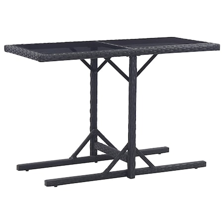 vidaXL Stół ogrodowy, czarny, 110 x 53 x 72 cm, szkło i polirattan