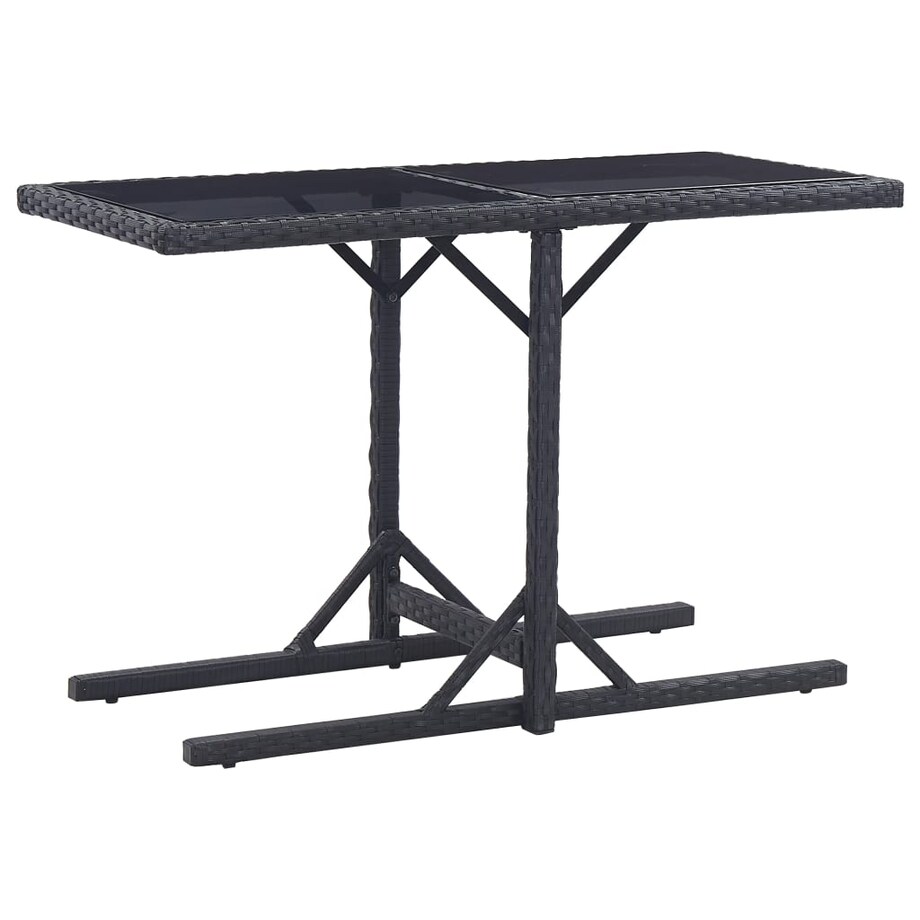 vidaXL Stół ogrodowy, czarny, 110 x 53 x 72 cm, szkło i polirattan