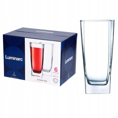 SZKLANKI NA NAPOJE DRINKI wodę 6x 330 ml LUMINARC wysokie gładkie długie
