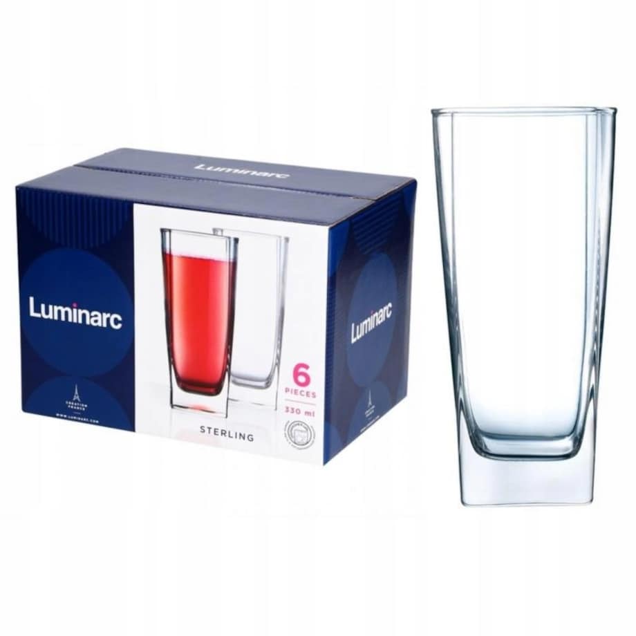 SZKLANKI NA NAPOJE DRINKI wodę 6x 330 ml LUMINARC wysokie gładkie długie