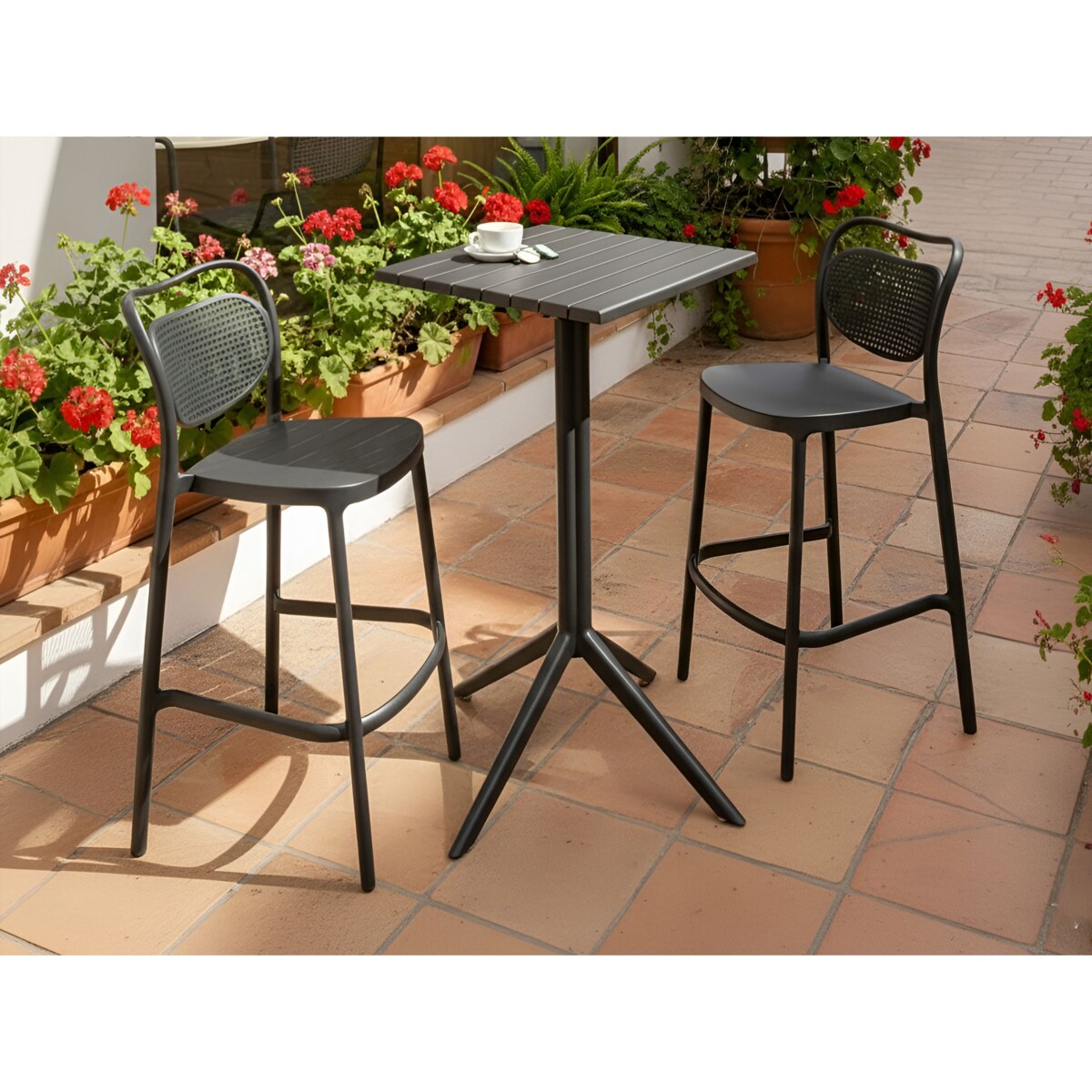 Stolik ogrodowy barowy LEMNOS 60 cm 60 cm Czarny