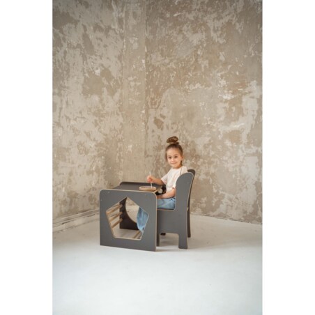 Kostka Wielozadaniowa + krzesełko - szara