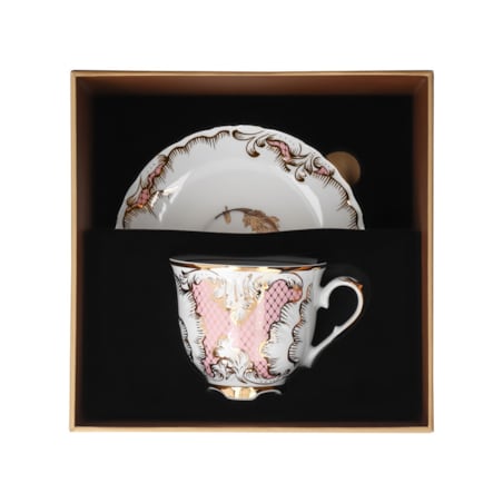 Filiżanka 250 ml ze spodkiem Rococo Rocaille Pudrowy Róż G353