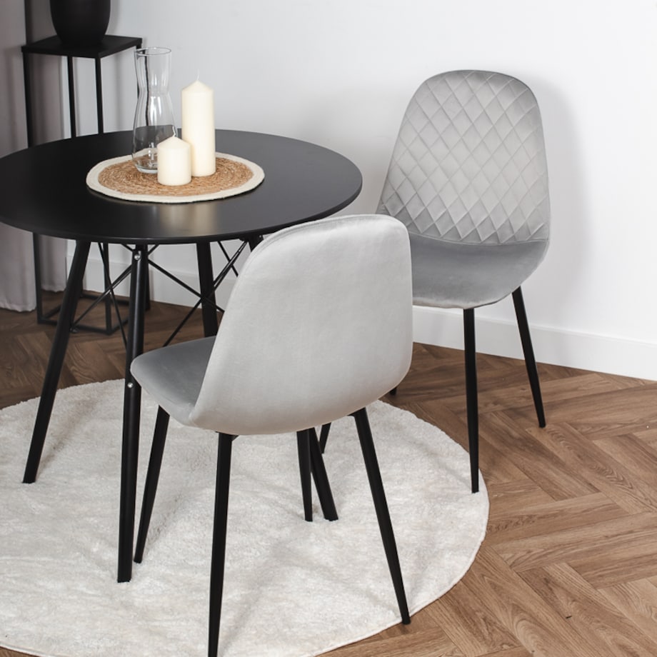 Krzesło tapicerowane nowoczesne pikowane do salonu jadalni jasnoszare