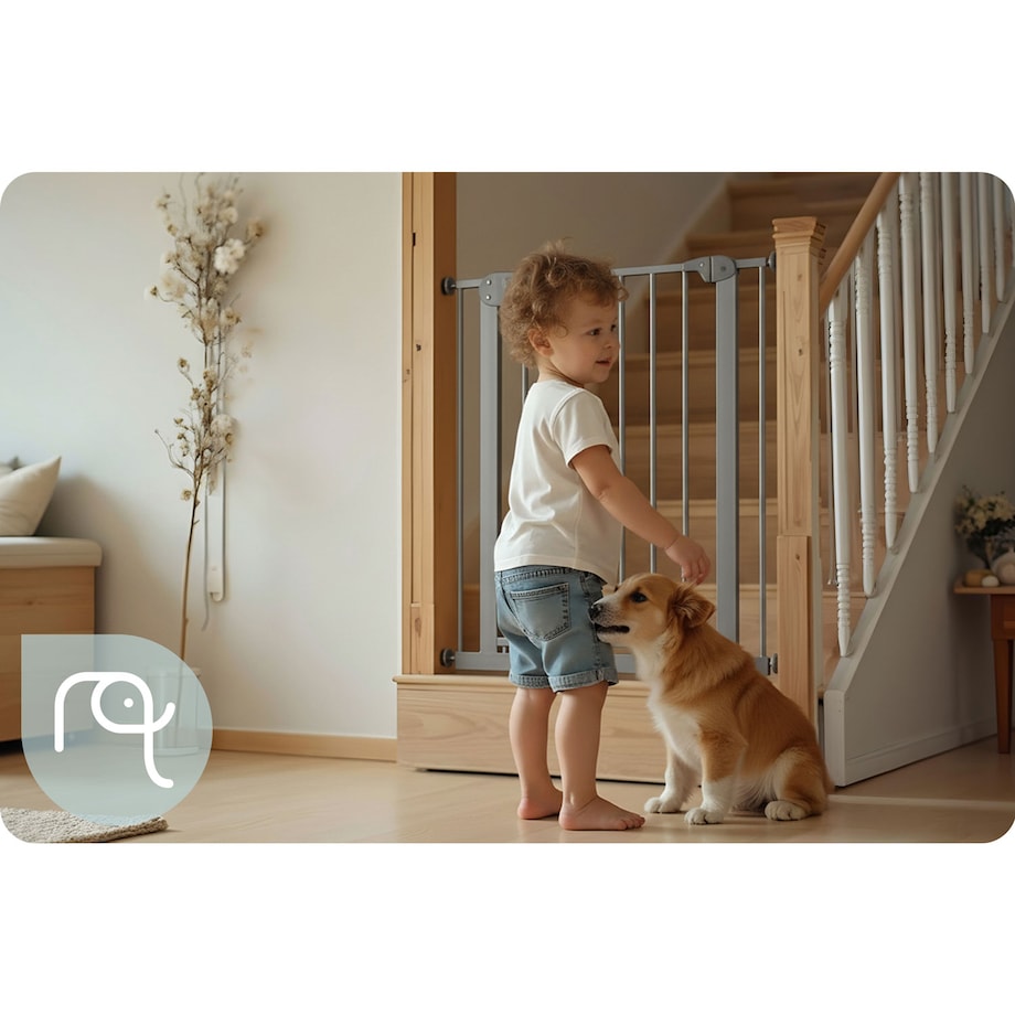 Barierka zabezpieczająca Nukido na schody drzwi rozporowa 75-115cm szara 718301