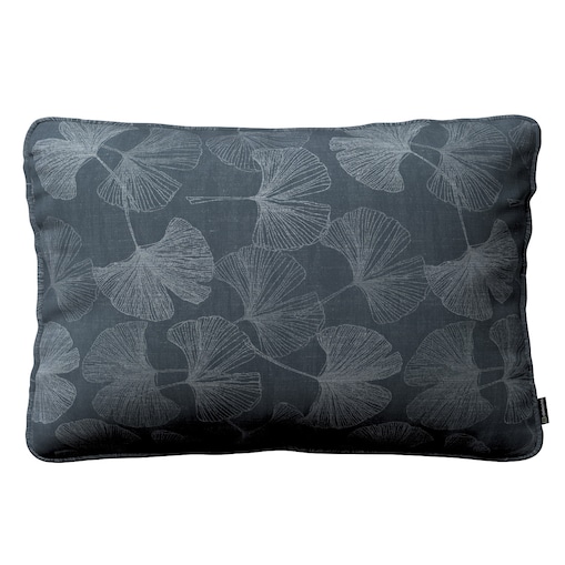 Poszewka Gabi na poduszkę prostokątna 60x40 szaro-srebrne liście miłorzębu na grafitowym tle