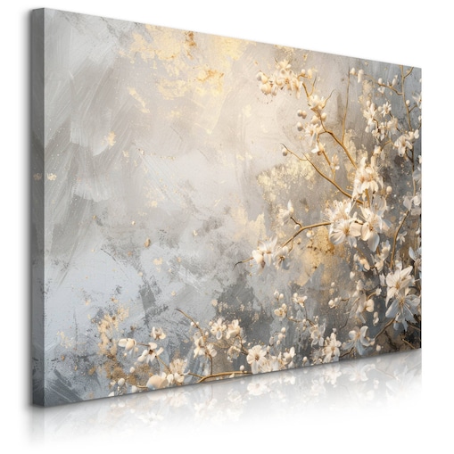 Obraz Canvas Do Salonu Sypialni Japońskie Kwiaty Abstrakcja Beton 70x50cm