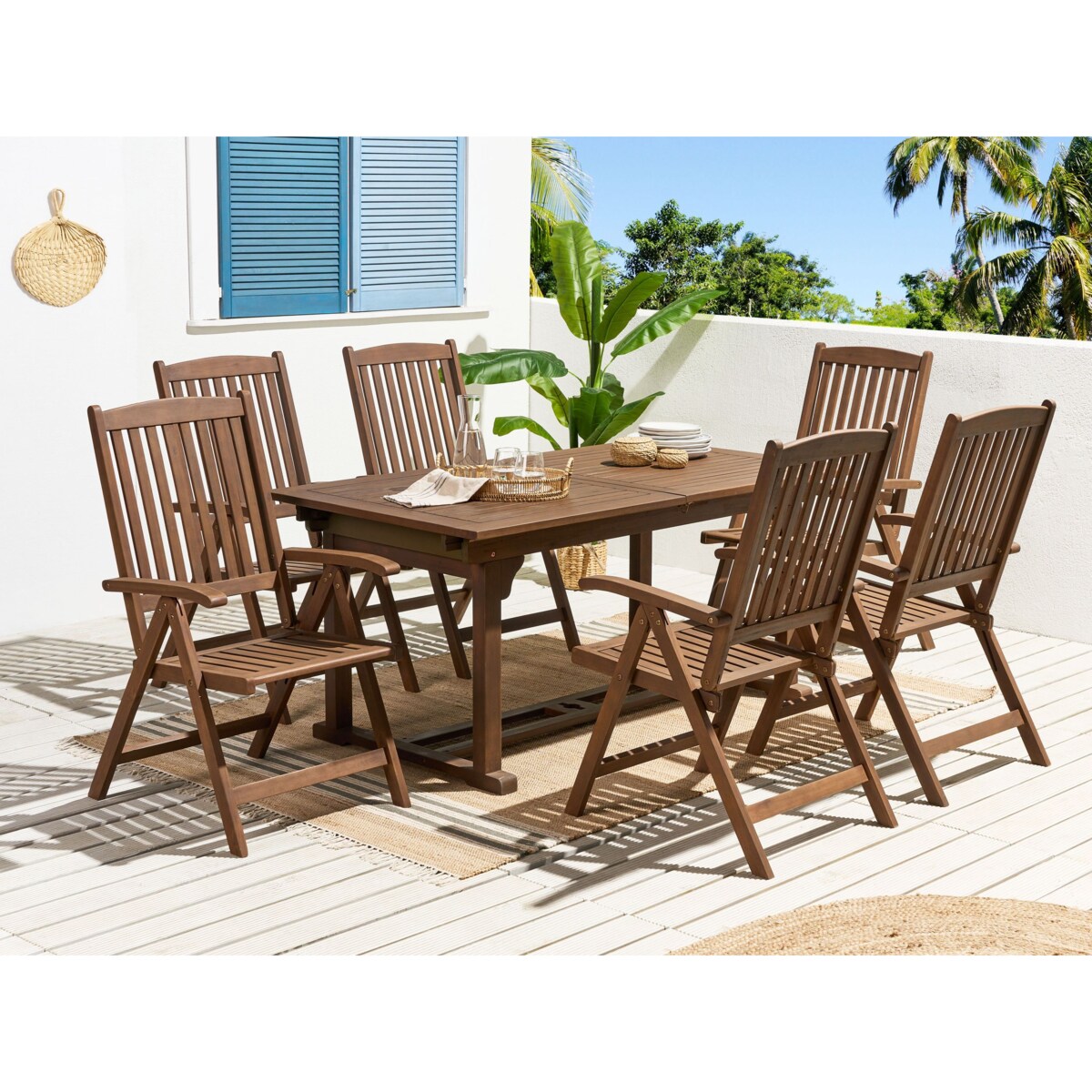Zestaw ogrodowy dla 6 osób AMANTEA Drewno akacjowe Ciemnobrązowy