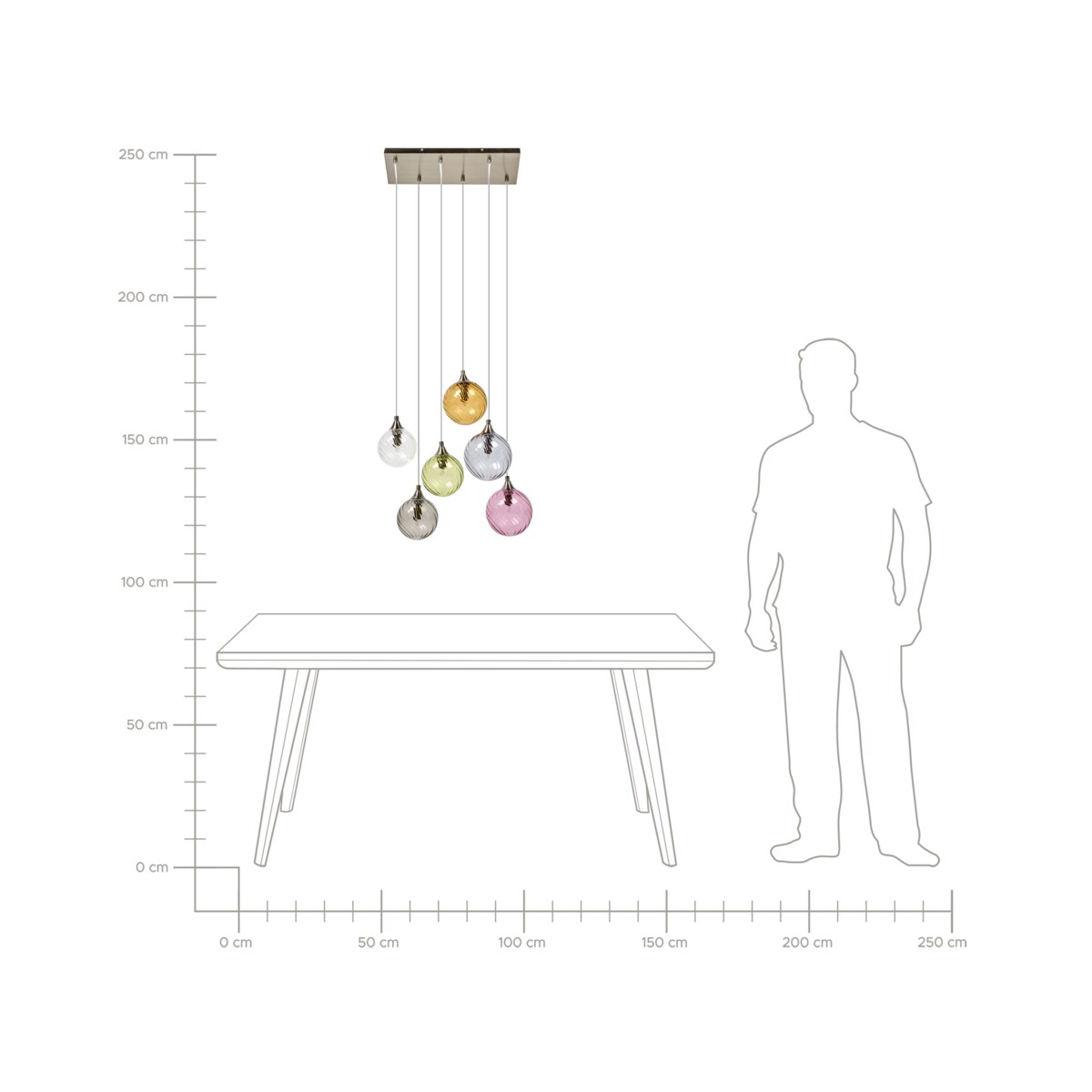 Lampa wisząca 6-punktowa TUDDI Szkło Kolorowy