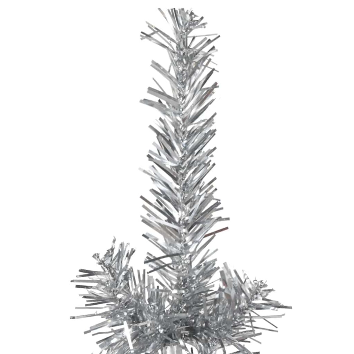 vidaXL Smukła choinka połówka ze stojakiem, sztuczna, srebrna, 210 cm