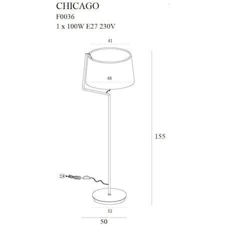 Podłogowa lampa z abażurem CHICAGO F0036 Maxlight metalowa czarna