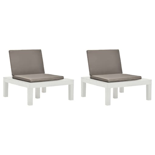 vidaXL Krzesła ogrodowe z poduszkami, 2 szt., plastik, białe