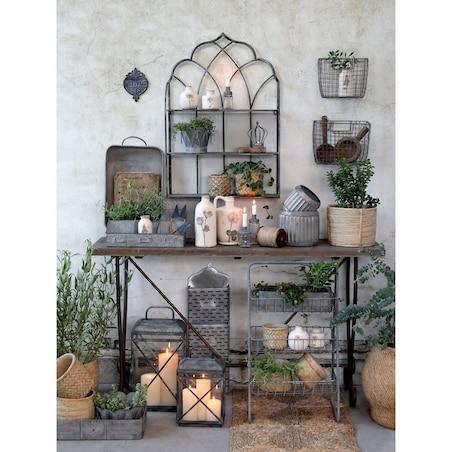 Półka ścienna metal 3-poziomowa postarzana 68,5 cm