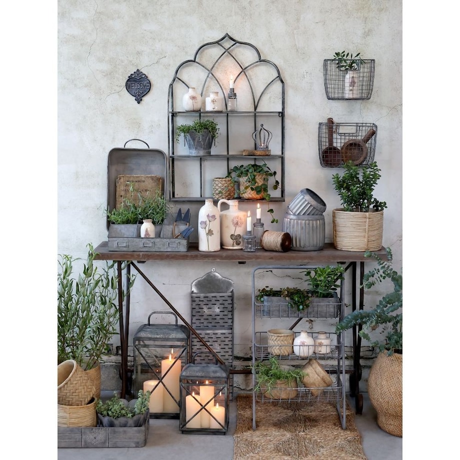 Półka ścienna metal 3-poziomowa postarzana 68,5 cm