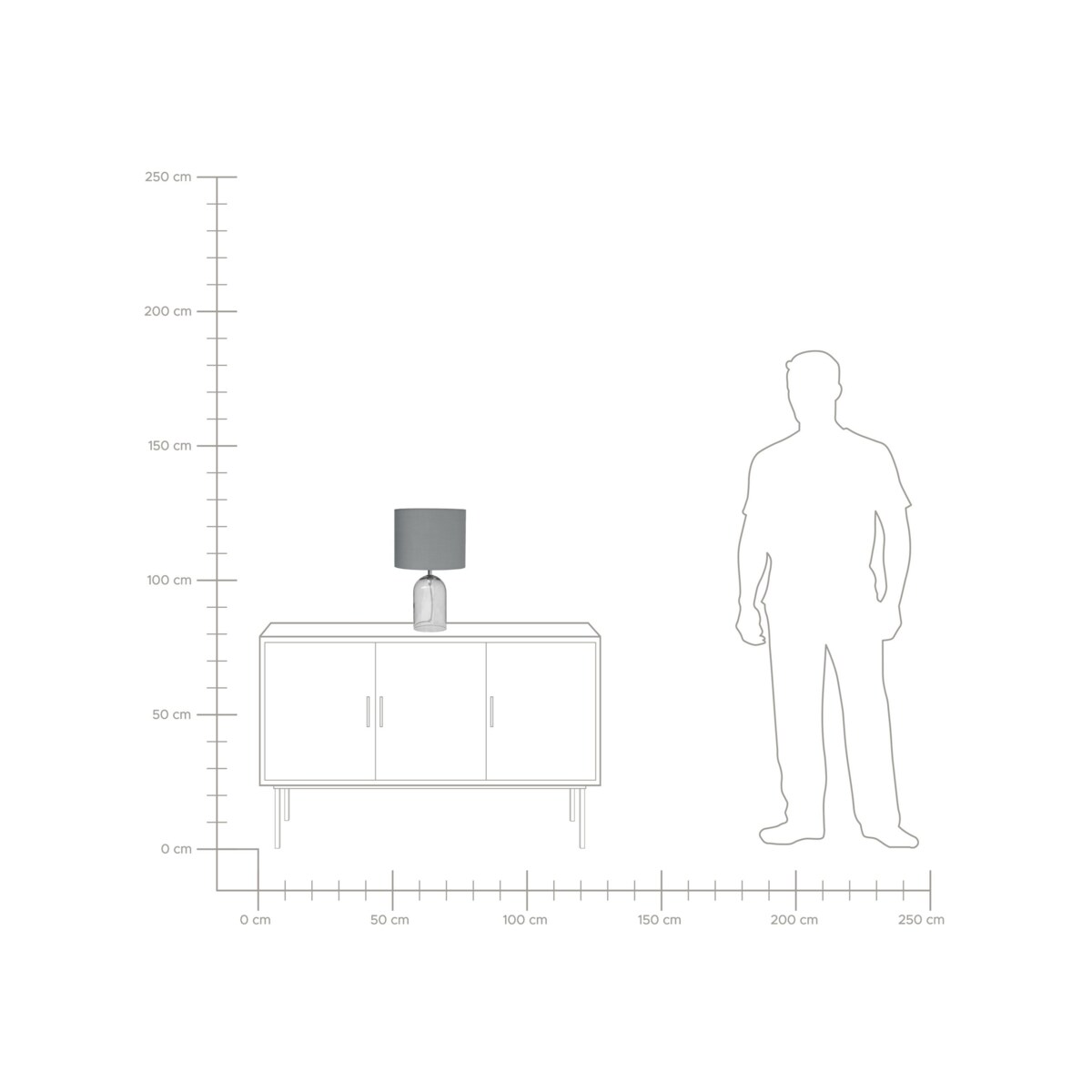 Lampa stołowa szklana szara DEVOLL