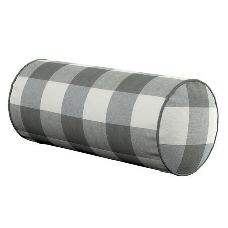 Poduszka wałek prosty, szaro-biała krata (5,5x5,5cm), Ø16 x 40 cm, Quadro
