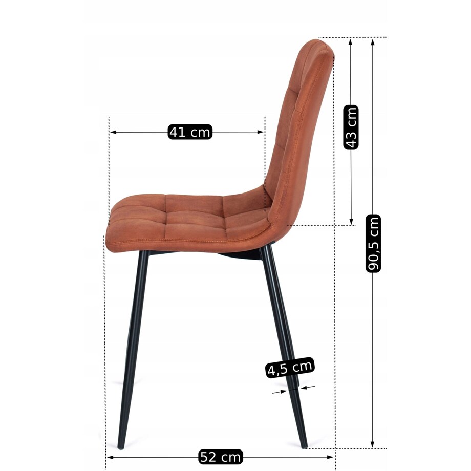 Krzesło Tapicerowane Welurowe Kuchenne Do Jadalni Salonu Loft Rude PERU