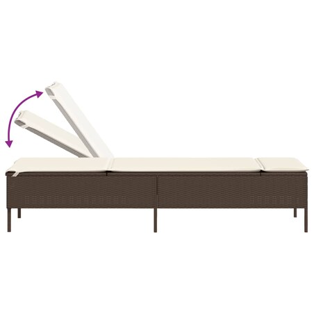 vidaXL 3-częściowy zestaw leżaków z poduszkami, brązowy polirattan
