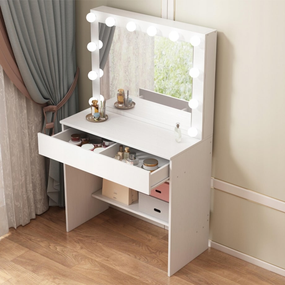 Toaletka kosmetyczna z lustrem led makijażu wizażu nowoczesna loft glamour