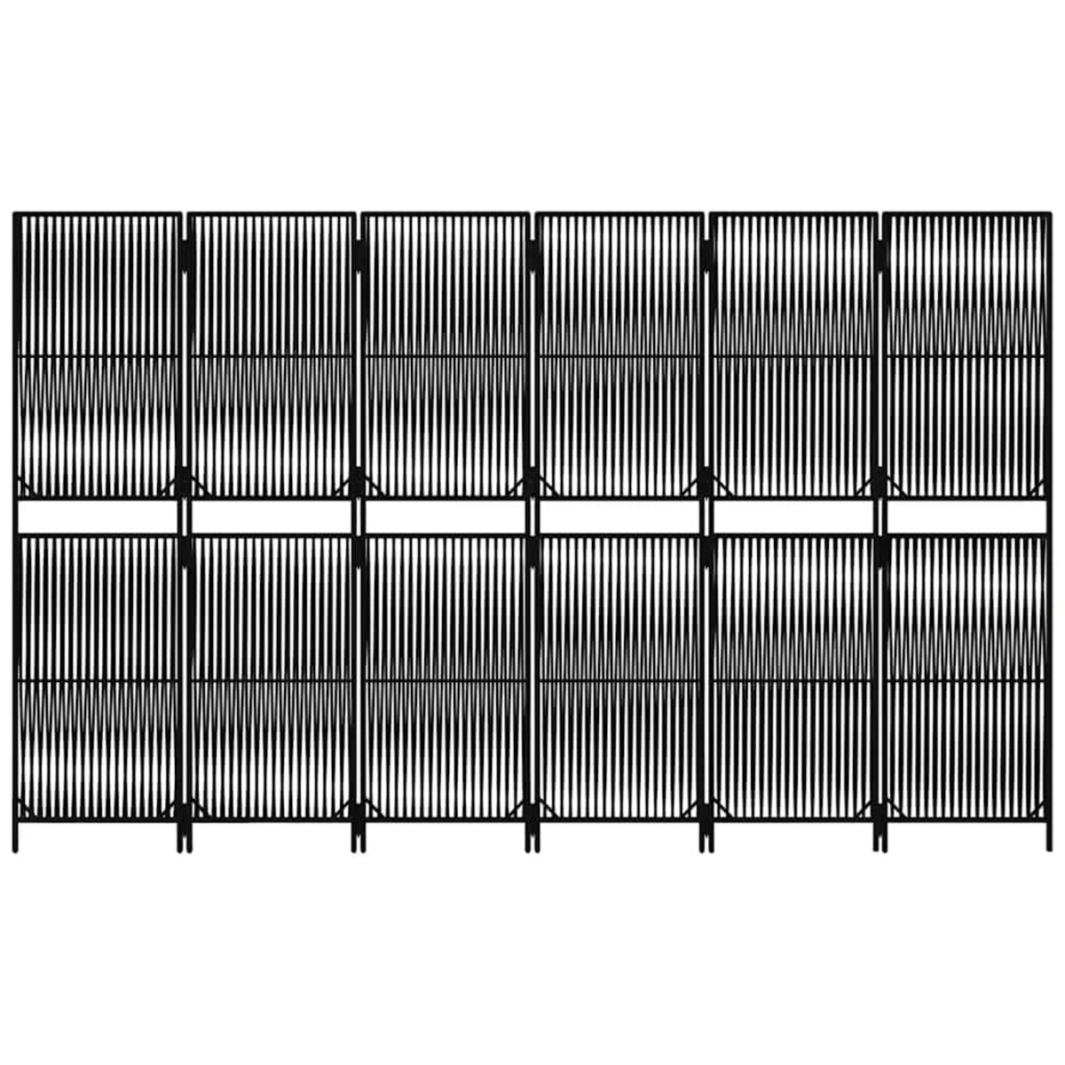 vidaXL Parawan 6-panelowy, czarny, polirattan