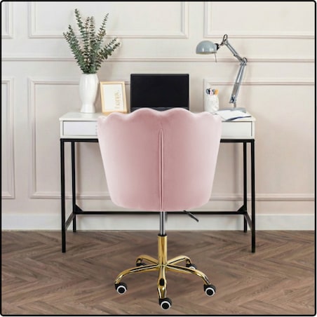 Fotel obrotowy krzesło muszelka welurowy do biurka toaletki różowy shell