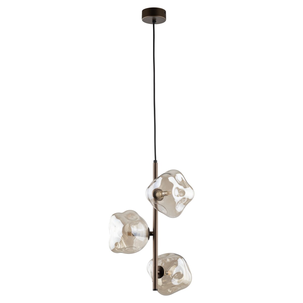 Lampa wisząca TK Lighting LAVA BROWN 11036, 3xG9, regulowana wysokość, brązowo-bursztynowe szkło