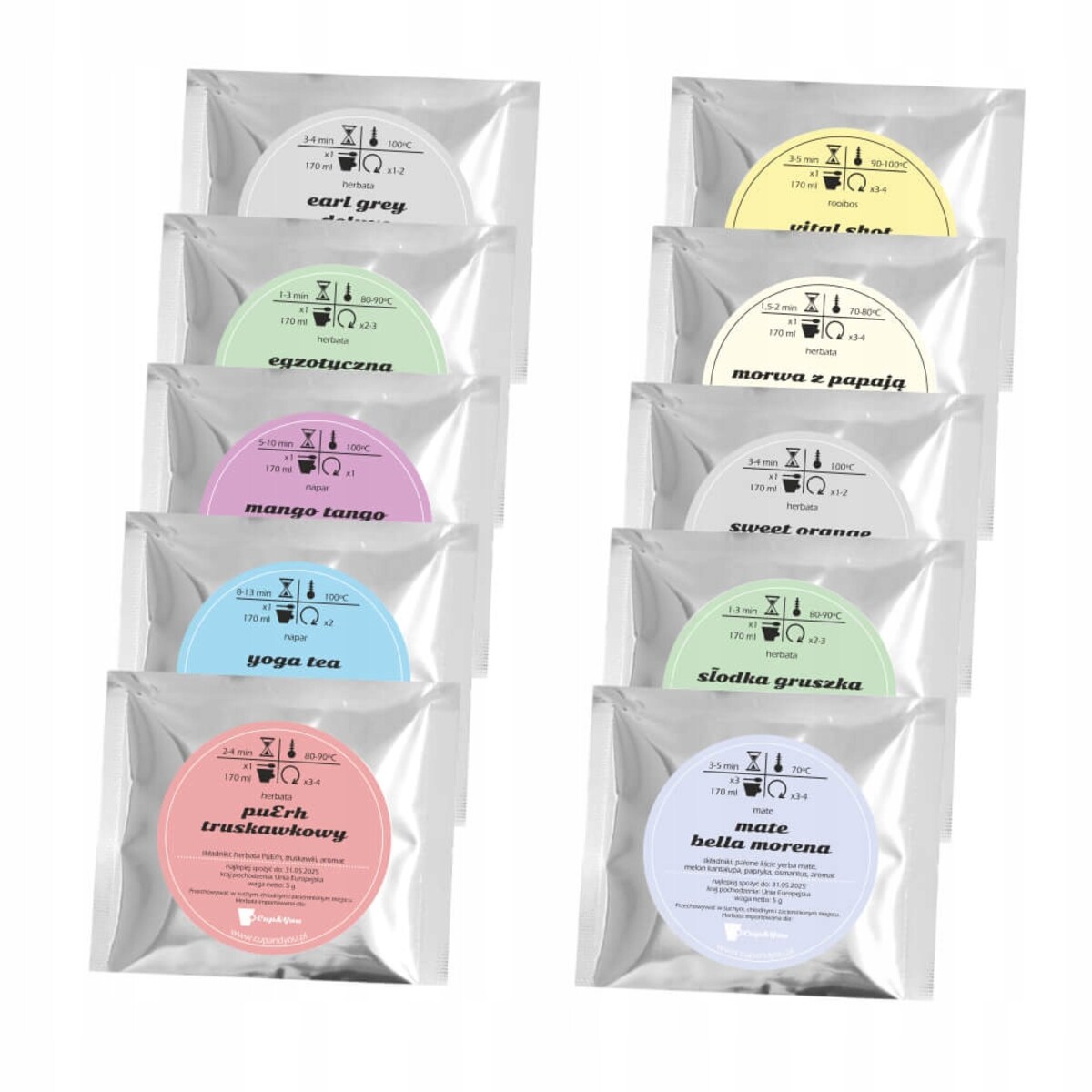 Gotowy zestaw prezentowy personalizowany POMARAŃCZOWY herbata sypana PREMIUM różne smaki mix 10szt. prezent upominek podziękowanie dla kobiety faceta mamy