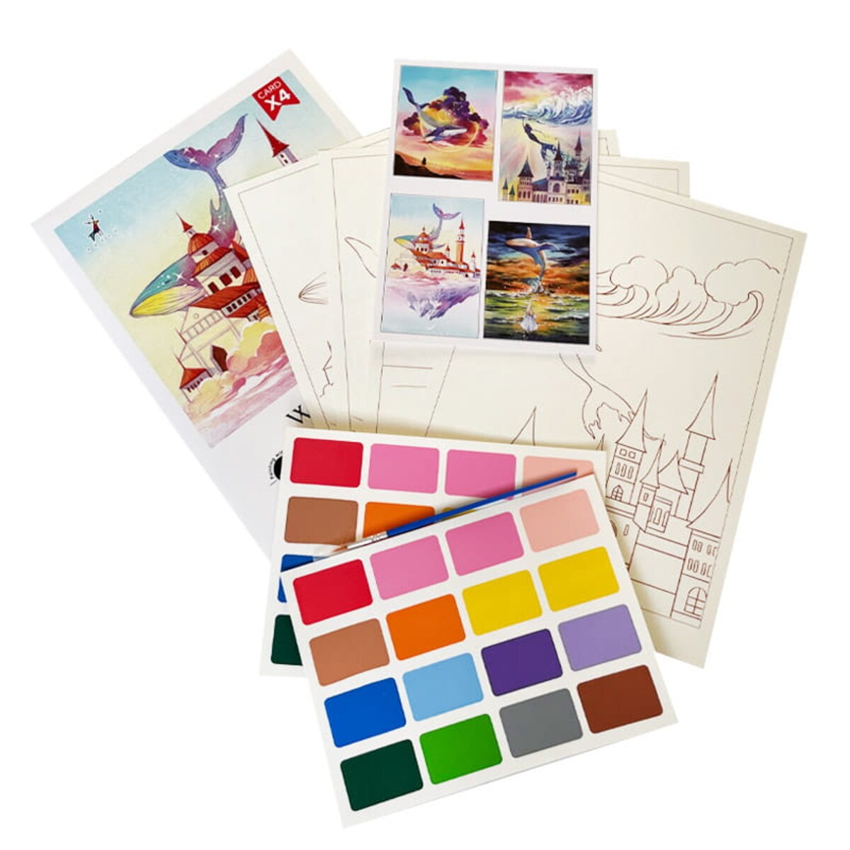 Malowanie akwarelą - Ocean - 4 elementy